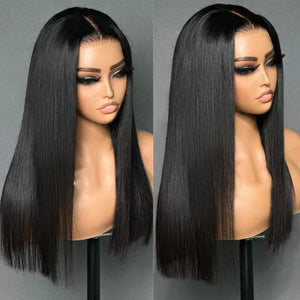 5x5 Lace Yaki Straight Wig High Quality Long Human Hair Wig - Wigtrends