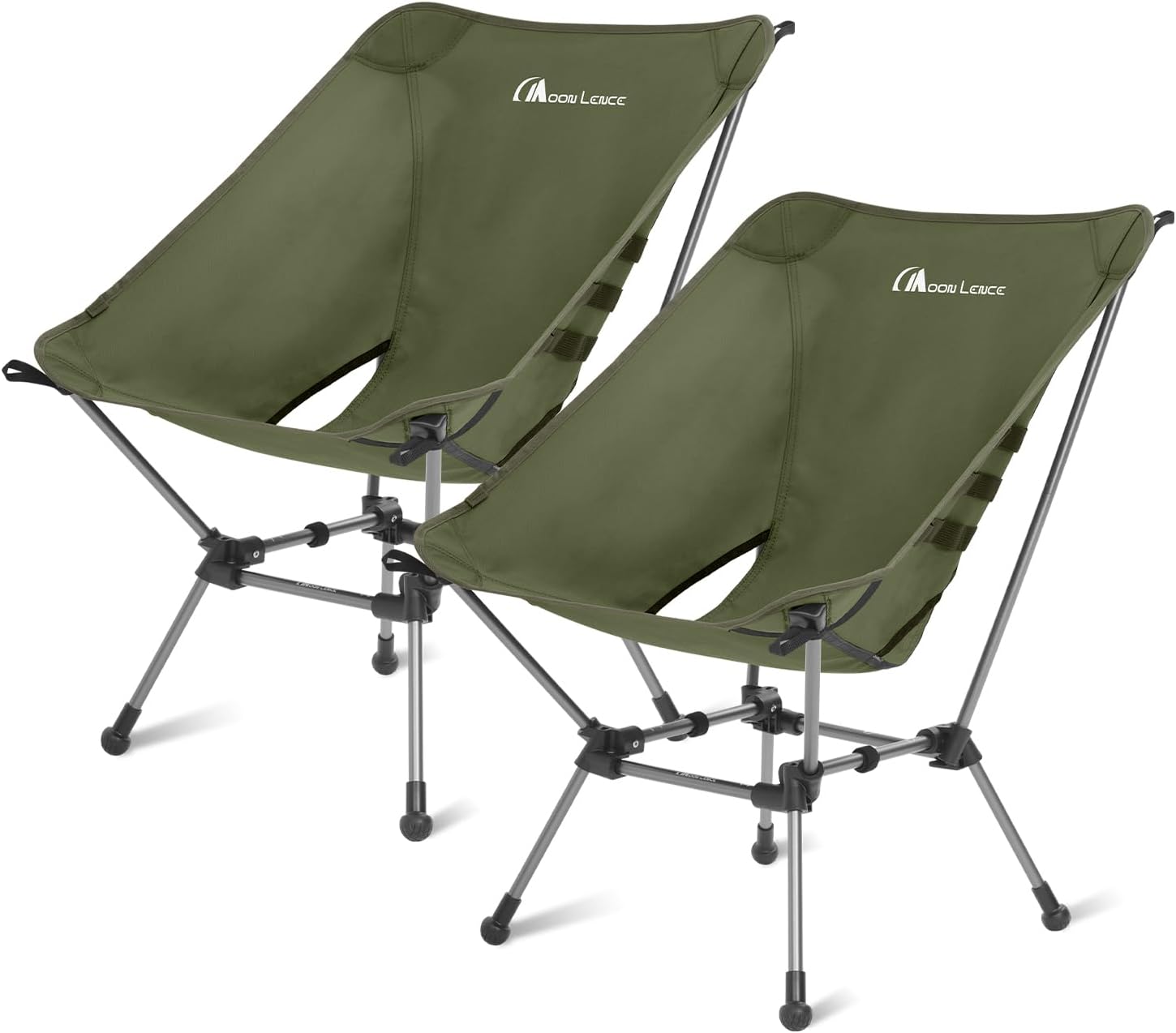 MOON LENCE Portable Camping Chair Plus, Larger & Roomier, Compact and Lightweight Still, Folding Chair for Backpacking & Hiking, 330Lbs Capacity (Black)