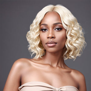 #613 Blonde Bob Loose Wave 5x5 Closure Lace Wig Human Hair