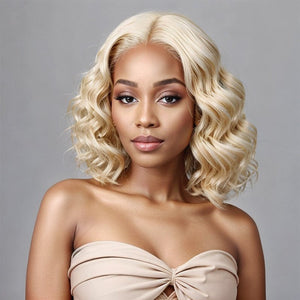 #613 Blonde Bob Loose Wave 5x5 Closure Lace Wig Human Hair