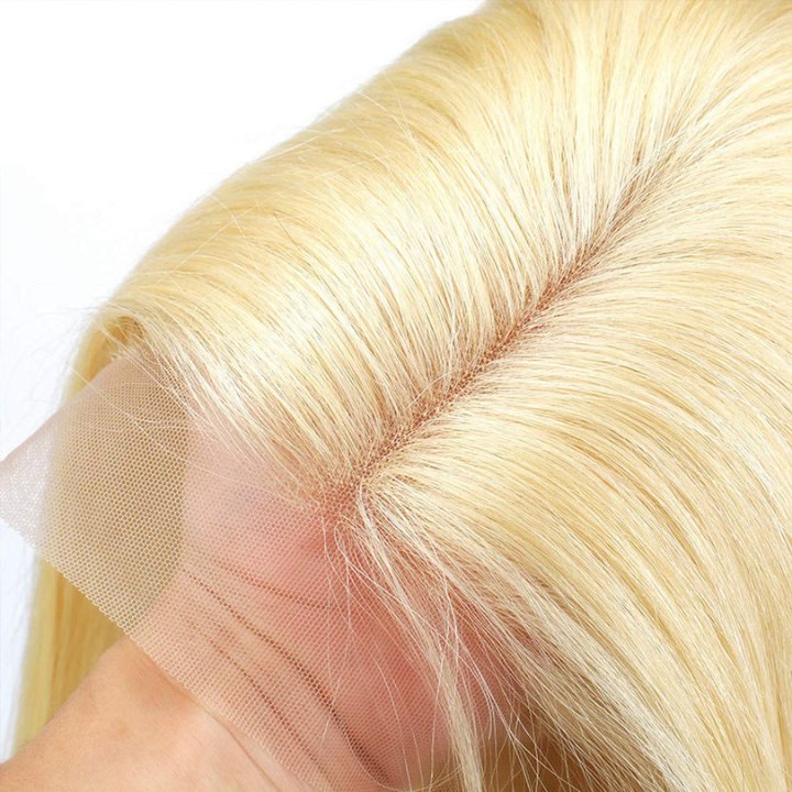 613# Blonde Brazilian Straight Short Bob Wigs 180% Density Transparent Lace Frontal Wig Pre Plucked Glueless Lace Wigs - Wigtrends