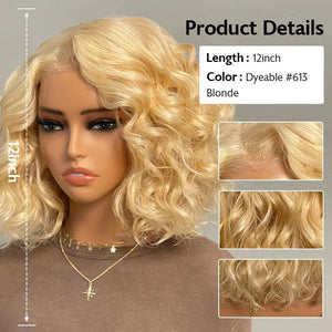 613 Blonde Short Cut Bob Wigs Loose Body Wave Human Hair - Wigtrends