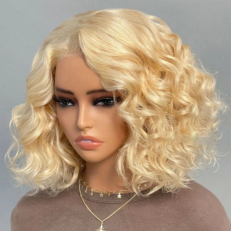 613 Blonde Short Cut Bob Wigs Loose Body Wave Human Hair - Wigtrends