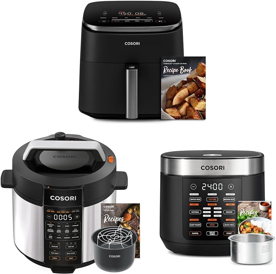 COSORI Pressure Cooker 6QT Stainless Steel – 9-in-1 Multi Cooker, 12 Safety Features, Ceramic Inner Pot, Rice, Slow Cook, Sous Vide, Saute, 1100W