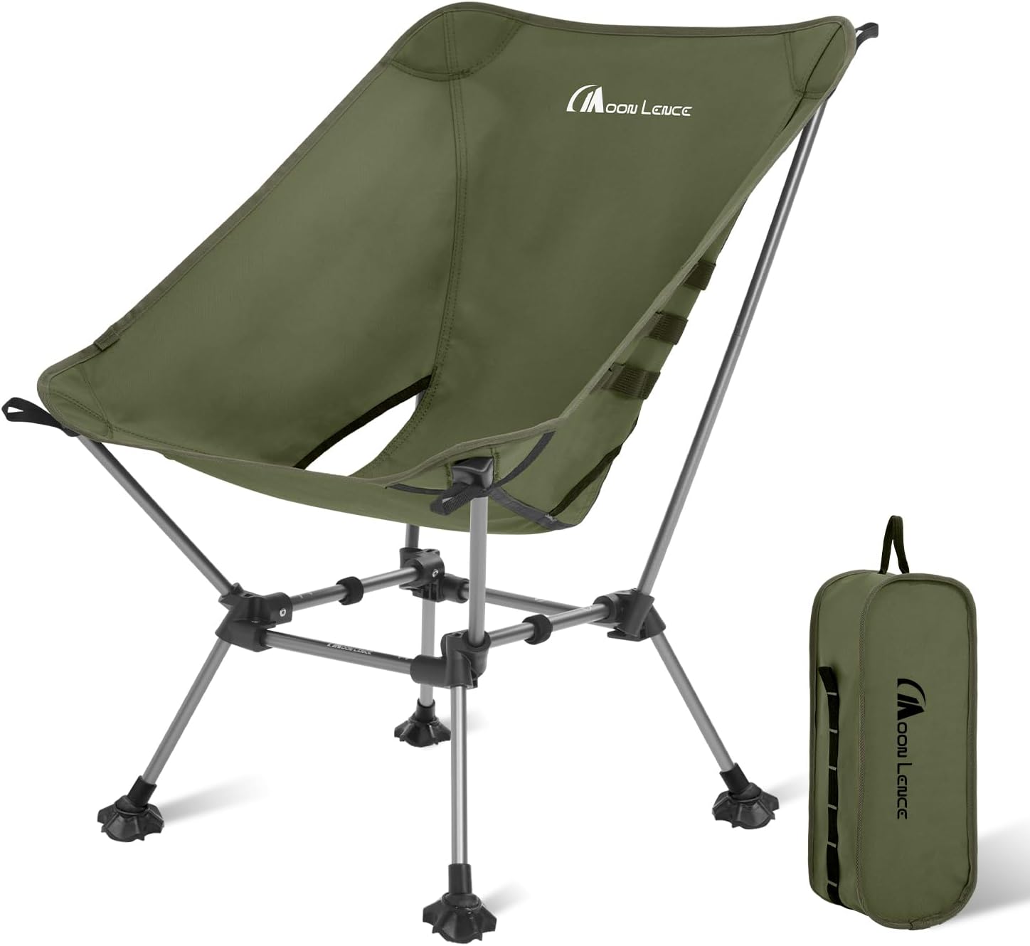 MOON LENCE Portable Camping Chair Plus, Larger & Roomier, Compact and Lightweight Still, Folding Chair for Backpacking & Hiking, 330Lbs Capacity (Black)
