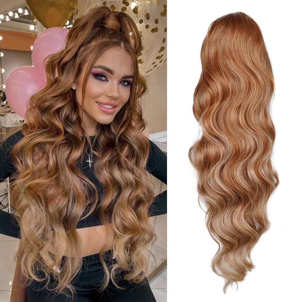 Body Wave Ponytail hair Extension Human Hair Wigs Wrap Around Drawstring Curly Wavy Ponytail Hairpieces(Silver Grey)