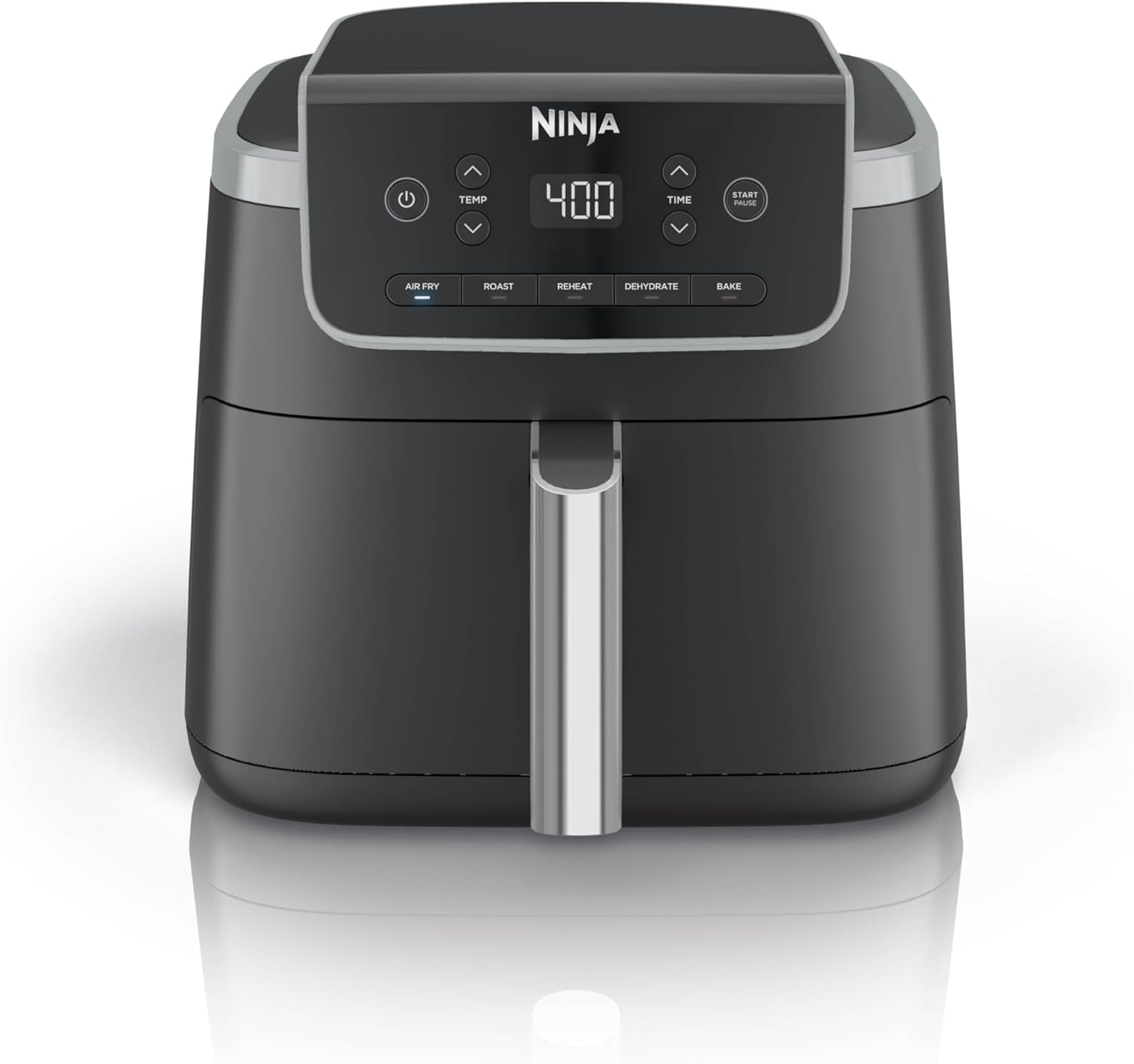 Ninja Air Fryer Pro 4-in-1 with 5 QT Capacity, Air Fry, Roast, Reheat, Dehydrate, Air Crisp Technology with 400F for hot, 120 Volts, Nonstick Basket & Crisper Plate, Grey, AF141