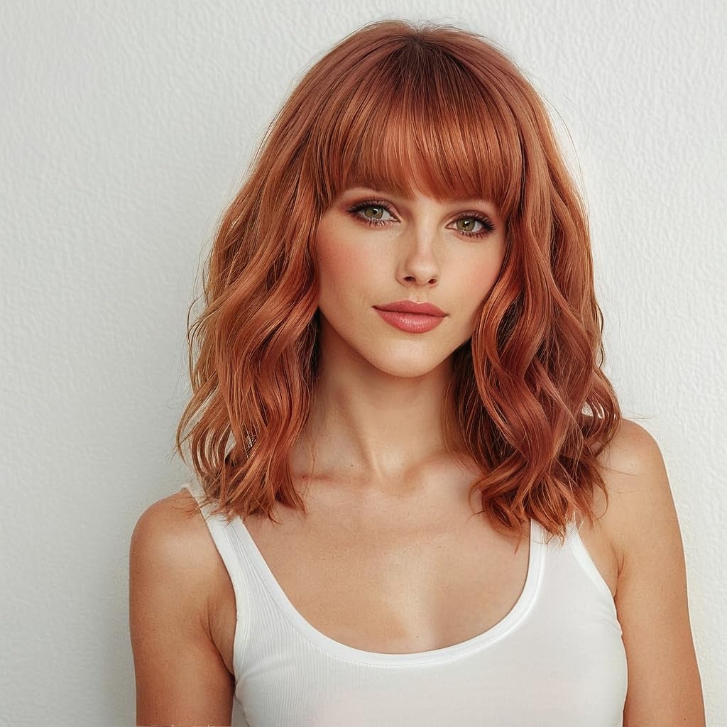 Short Wavy Salt Pepper Human Hair Wigs Platinum Curly Bob Wigs With Bangs White Wig