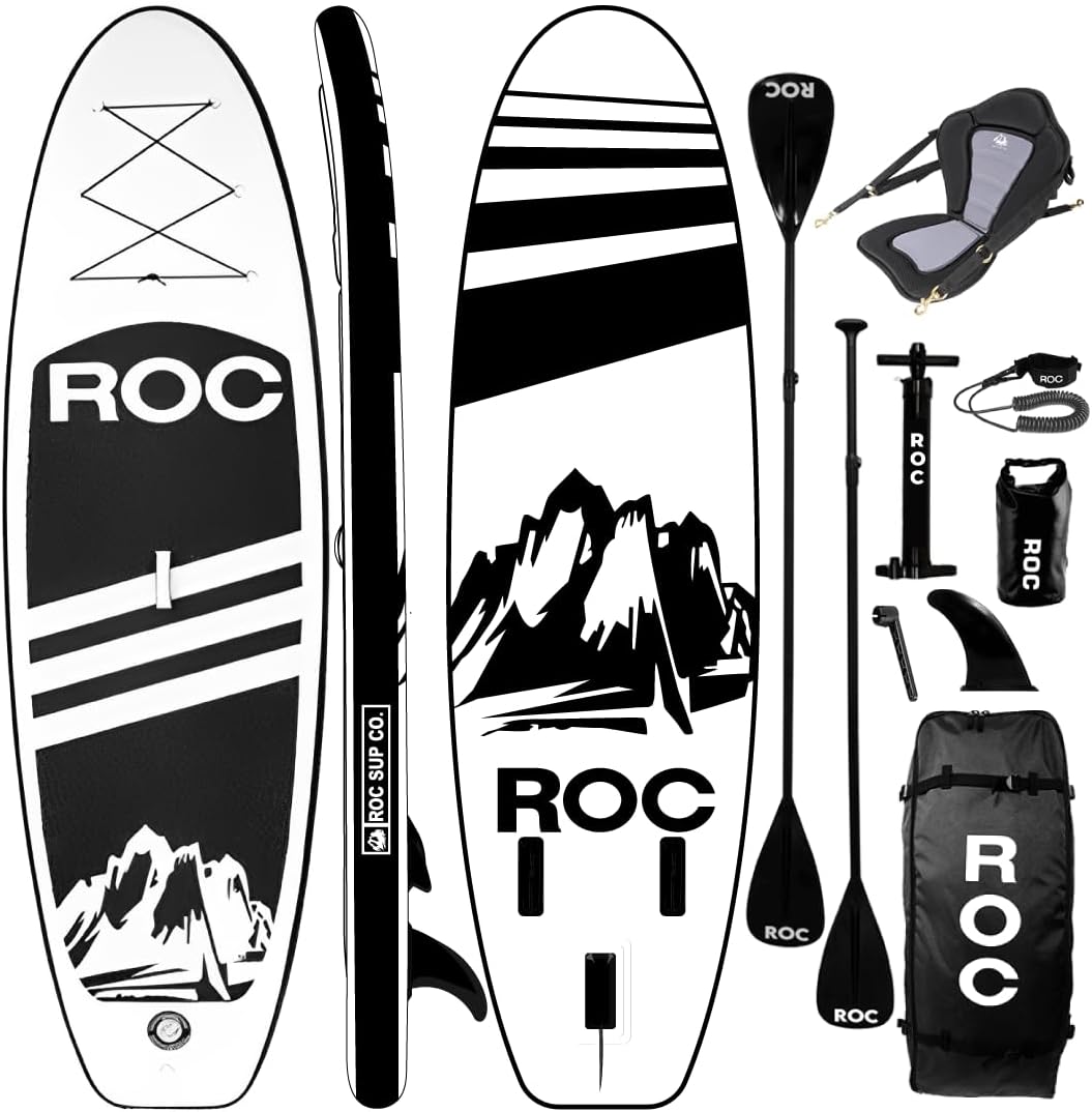 Roc Inflatable Stand Up Paddle Boards with Premium SUP Paddle Board Accessories, Wide Stable Design, Non-Slip Comfort Deck for Youth & Adults