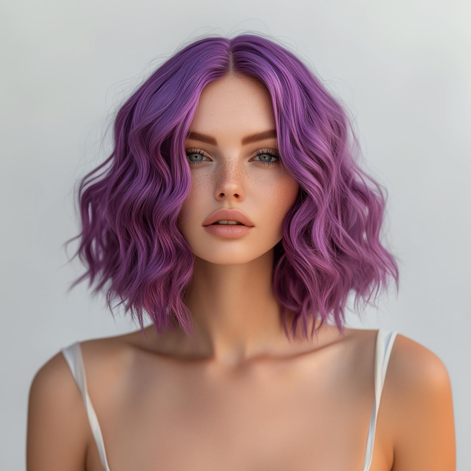 Short Blonde Wavy Wig for Women 14 Inch Shoulder Length Middle Part Curly Wavy Bob Human Hair Wigs