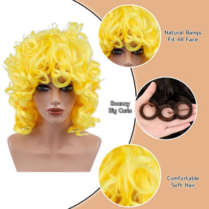 Short Curly Wigs for Black Women Synthetic Hair Heat Resistant Fluffy Natura Wigs for African American Women (Black) - Wigtrends