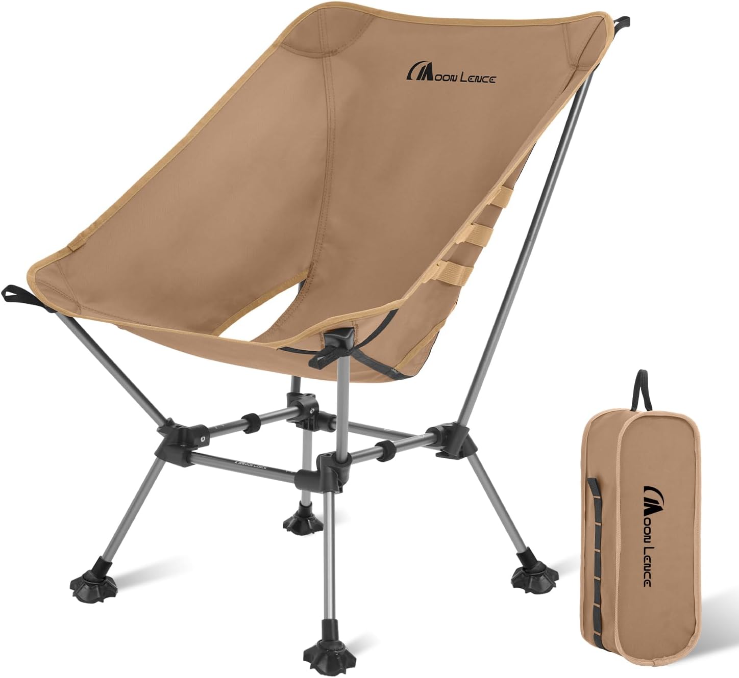 MOON LENCE Portable Camping Chair Plus, Larger & Roomier, Compact and Lightweight Still, Folding Chair for Backpacking & Hiking, 330Lbs Capacity (Black)