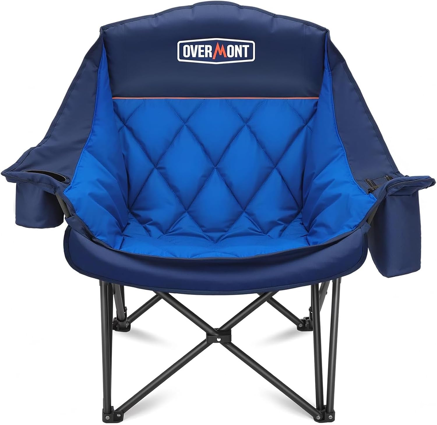 Overmont Oversized Double Camping Chair - 2 Person Comfort Couch Chair Loveseat for Adults - Heavy Duty Lawn Chairs with Cooling Bag&Wine Racks - Support 850LBS Blue