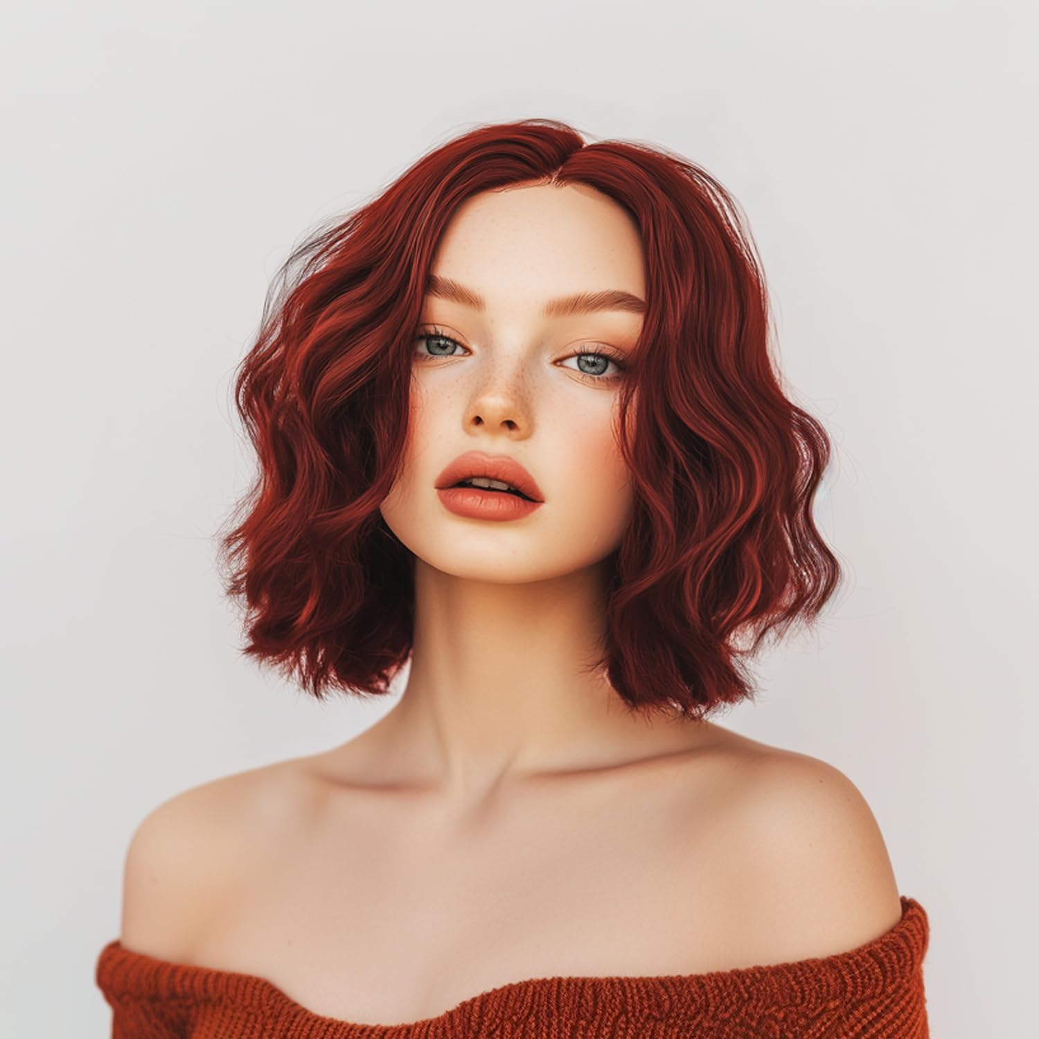 Short Blonde Wavy Wig for Women 14 Inch Shoulder Length Middle Part Curly Wavy Bob Human Hair Wigs