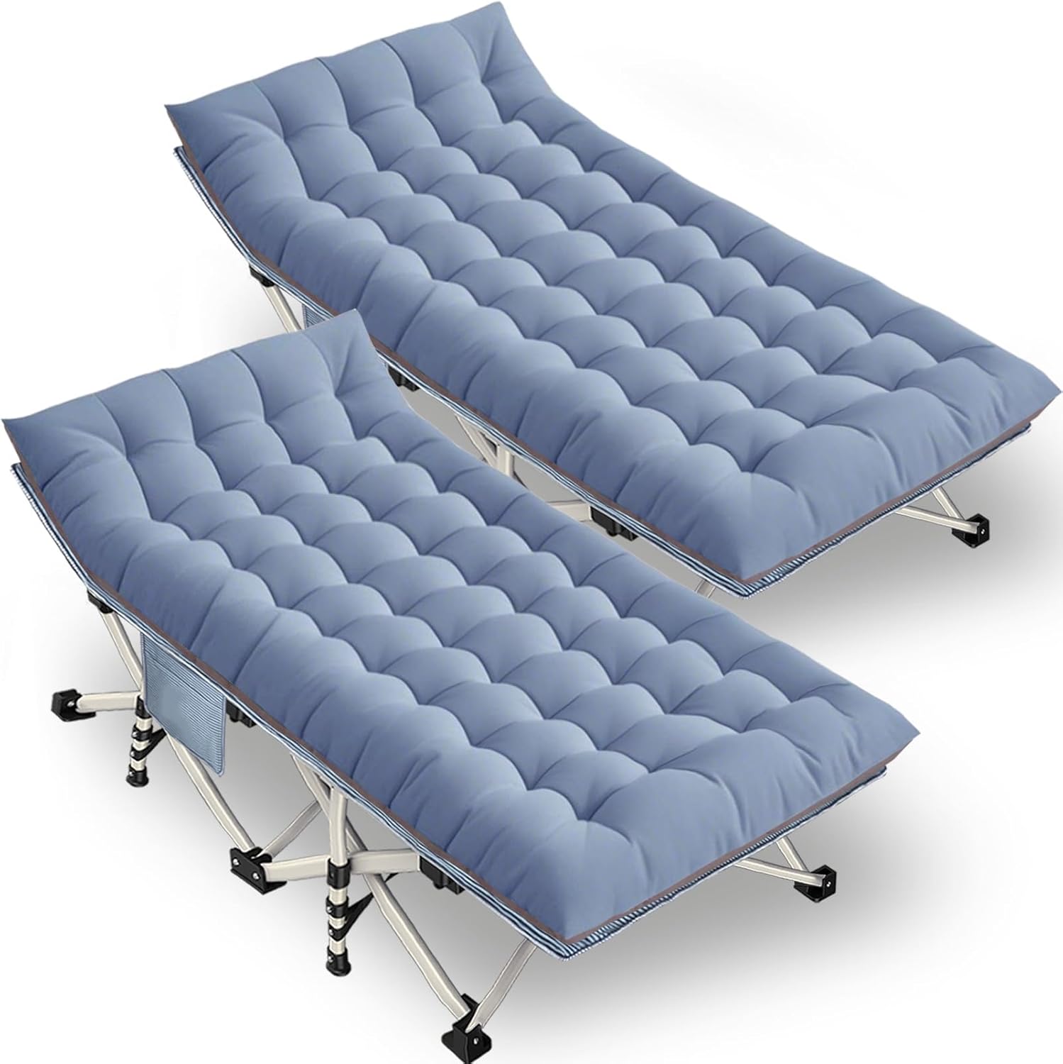 2 Pack Camping Cot with Mattress Comfortable Sleeping Cot Camping Cots for Adults 2 Person Folding Cot Heavy Duty Cots for Sleeping with Carry Bag Outdoor Indoor Home Vacation