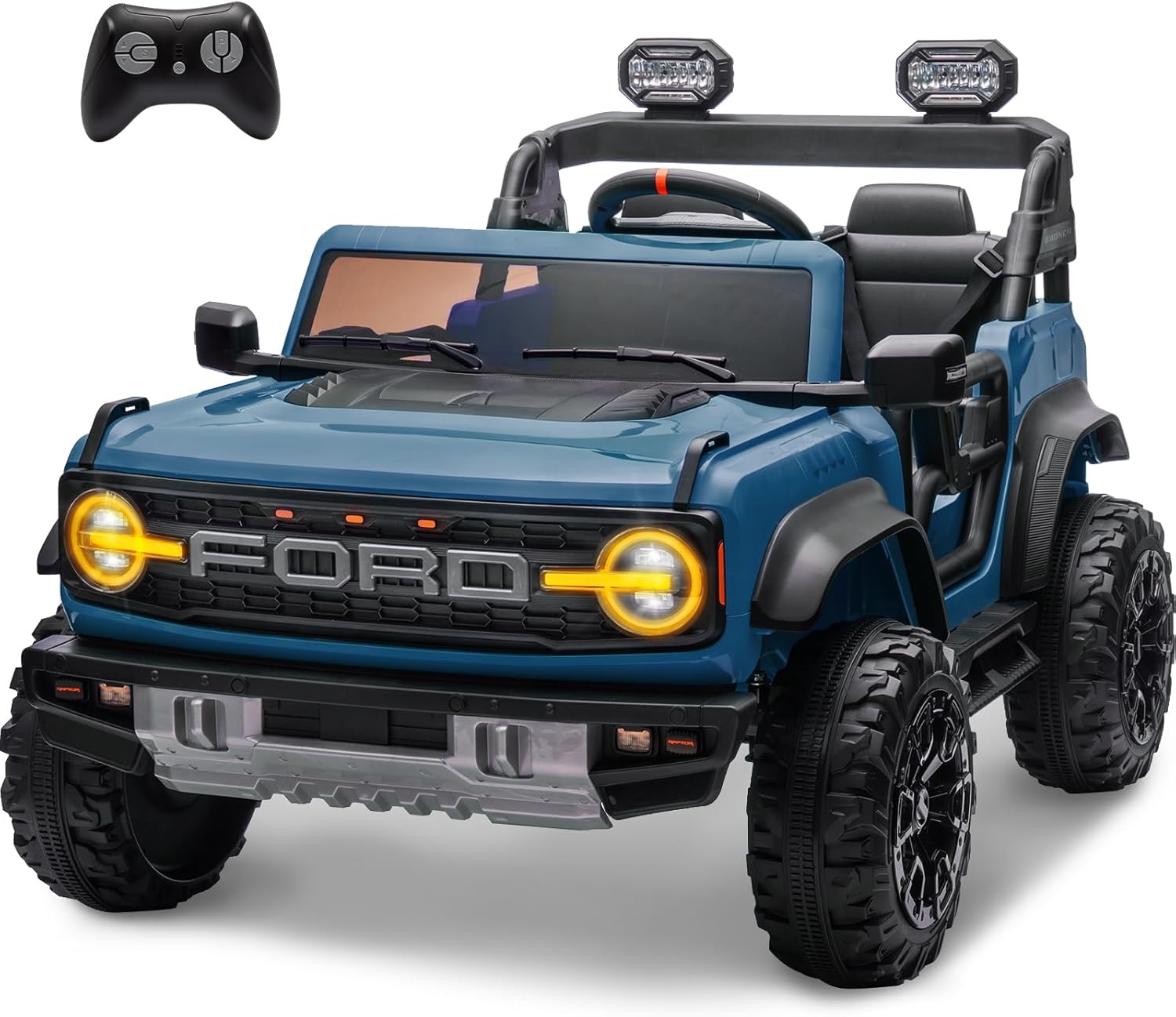 ENYOPRO Licensed Ford Bronco Raptor 2 Seater Ride On Car Truck Toy Blue