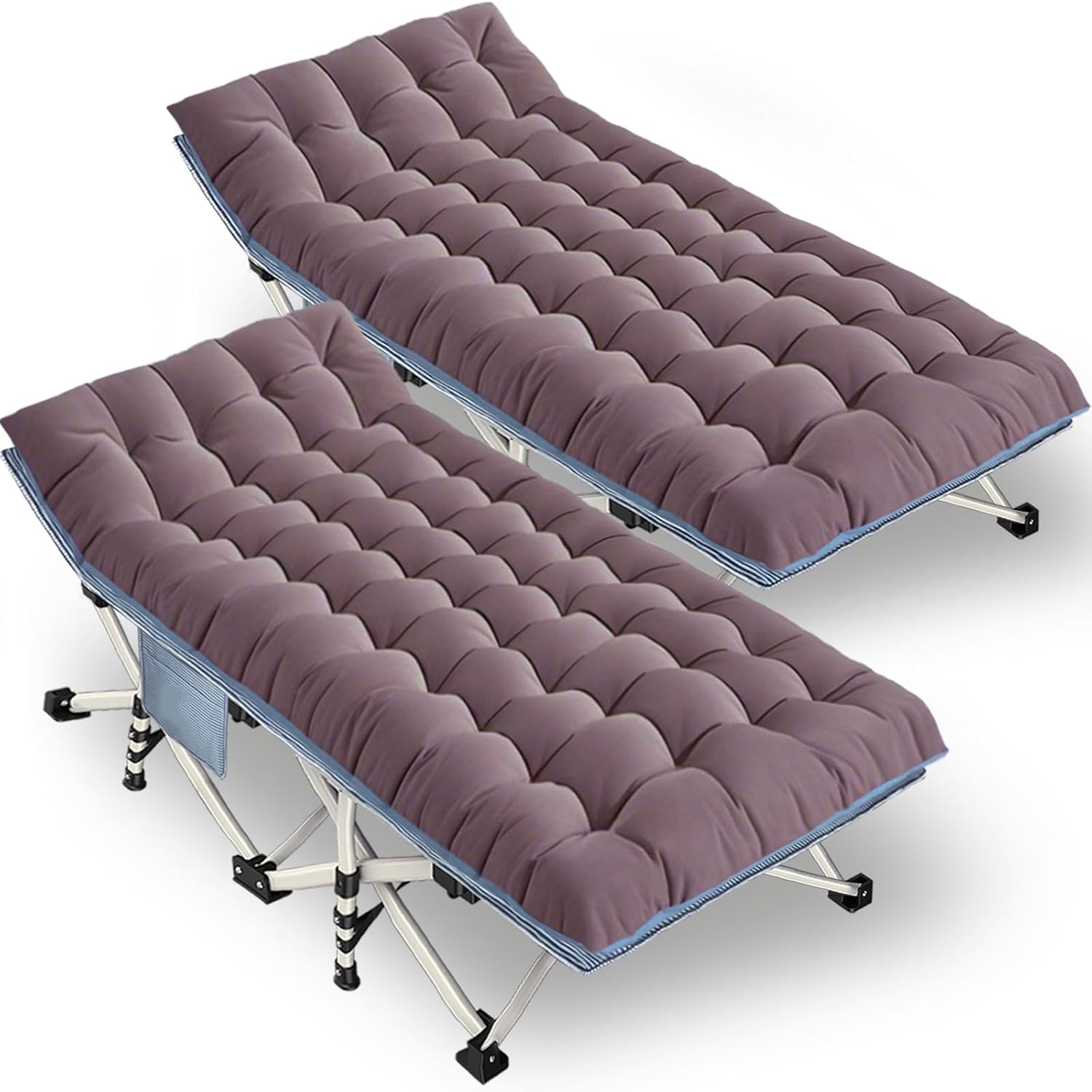 2 Pack Camping Cot with Mattress Comfortable Sleeping Cot Camping Cots for Adults 2 Person Folding Cot Heavy Duty Cots for Sleeping with Carry Bag Outdoor Indoor Home Vacation