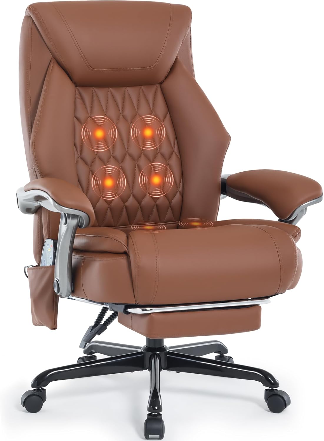 Massage Office Chair with Heating Function & Footrest, 6-Point Vibration, Ergonomic Executive Reclining Desk Chair with Padded Seat for Relaxation, Comfort & Stress Relief