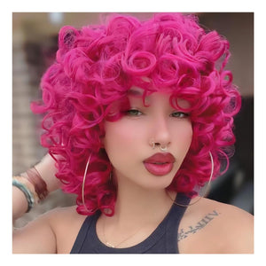 Short Curly Wigs for Black Women Synthetic Hair Heat Resistant Fluffy Natura Wigs for African American Women (Black) - Wigtrends