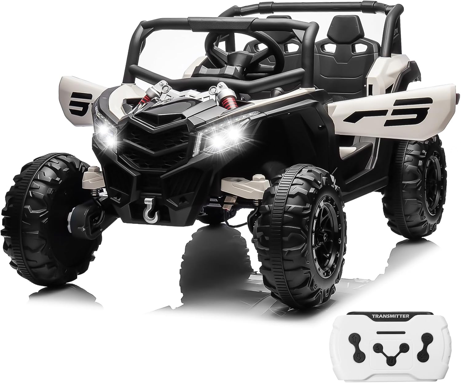 24V Ride On Car for Kids w/Remote Control, JOYRACER Battery Powered Off-Road UTV, 4x150W Motors,4 Shock Absorbers, 4.5 Mph Max Speed, Bluetooth, MP3, Lights, Electric Car for Big Kids
