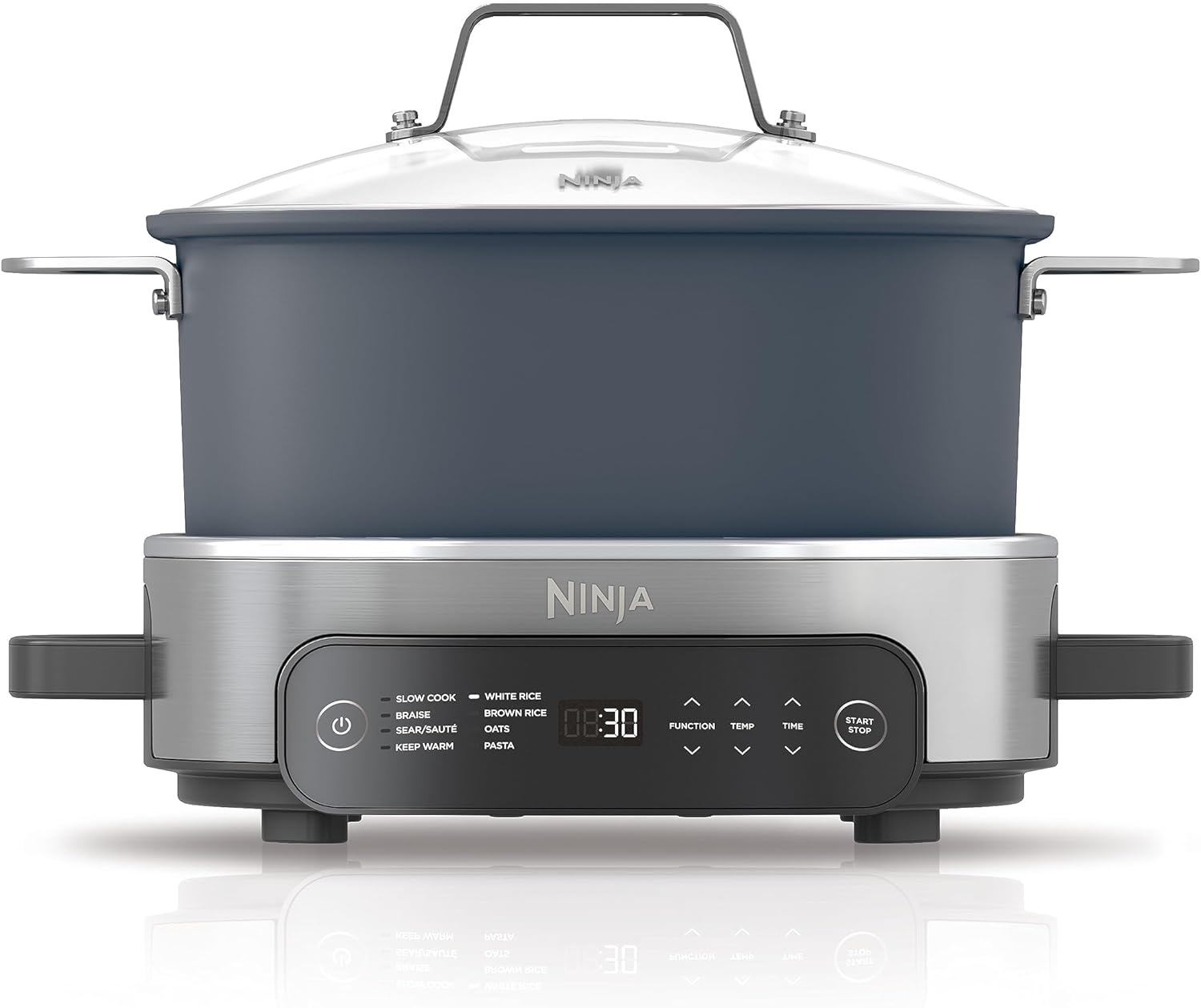 Ninja MC1001 Foodi PossibleCooker PRO 8.5 Quart Multi-Cooker, with 8-in-1 Slow Cooker, Dutch Oven, Steamer, Glass Lid Integrated Spoon, Nonstick, Oven Safe Pot to 500°F, Sea Salt Gray