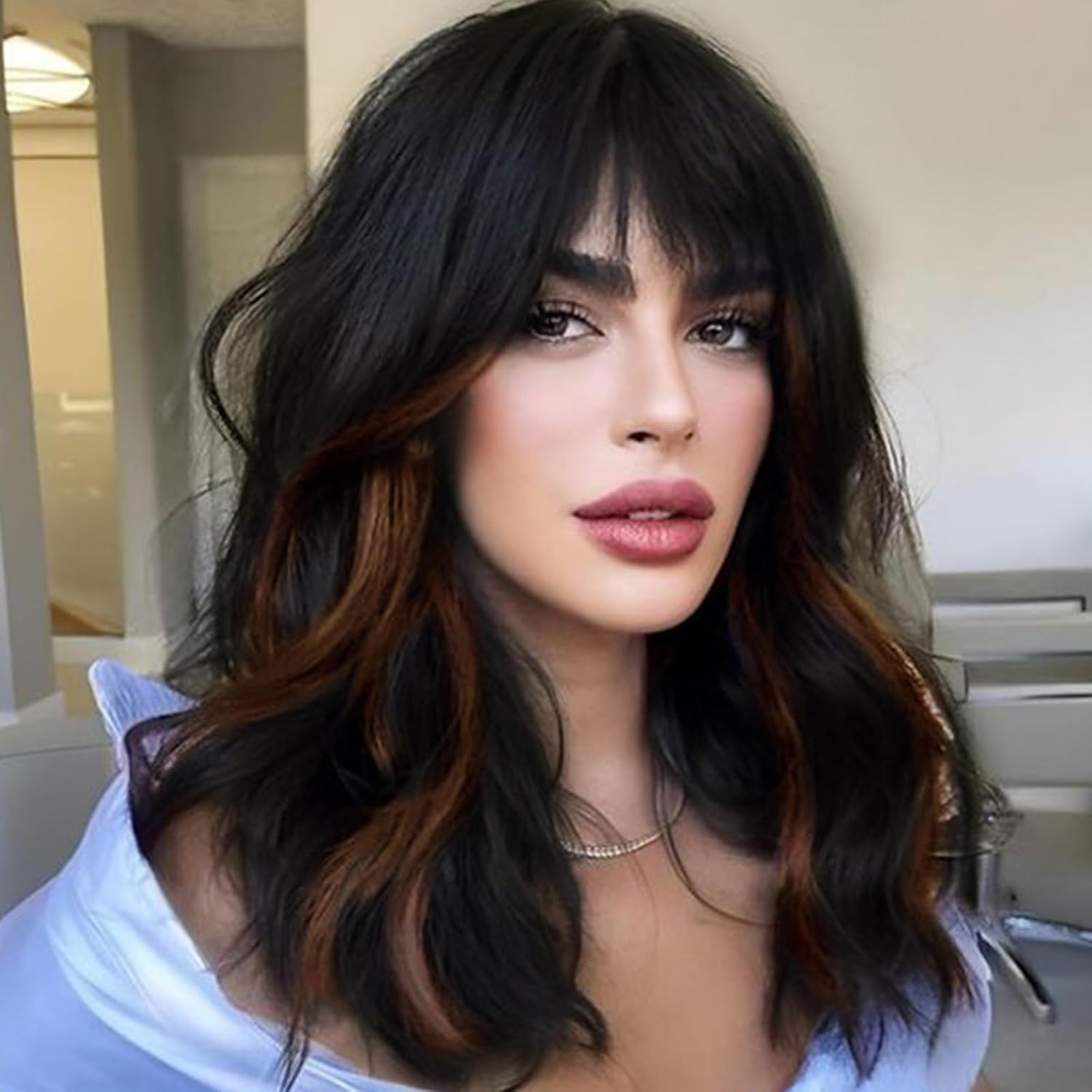 Short Wavy Salt Pepper Human Hair Wigs Platinum Curly Bob Wigs With Bangs White Wig
