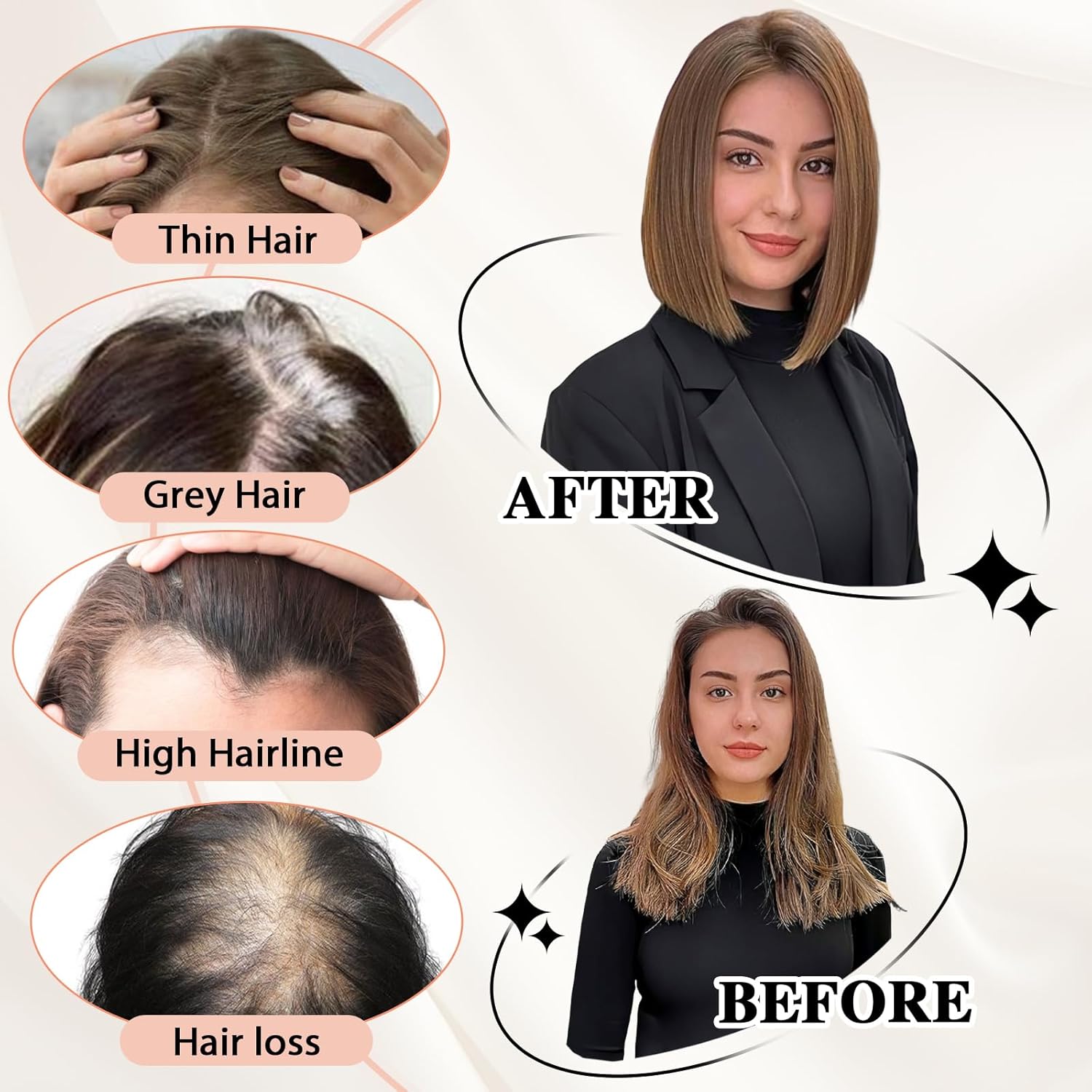 Hair Toppers for Women Real Human Hair 5"*5.5"Large Coverage Brown with Blond Highlight Hair Topper No Bangs - Wigtrends
