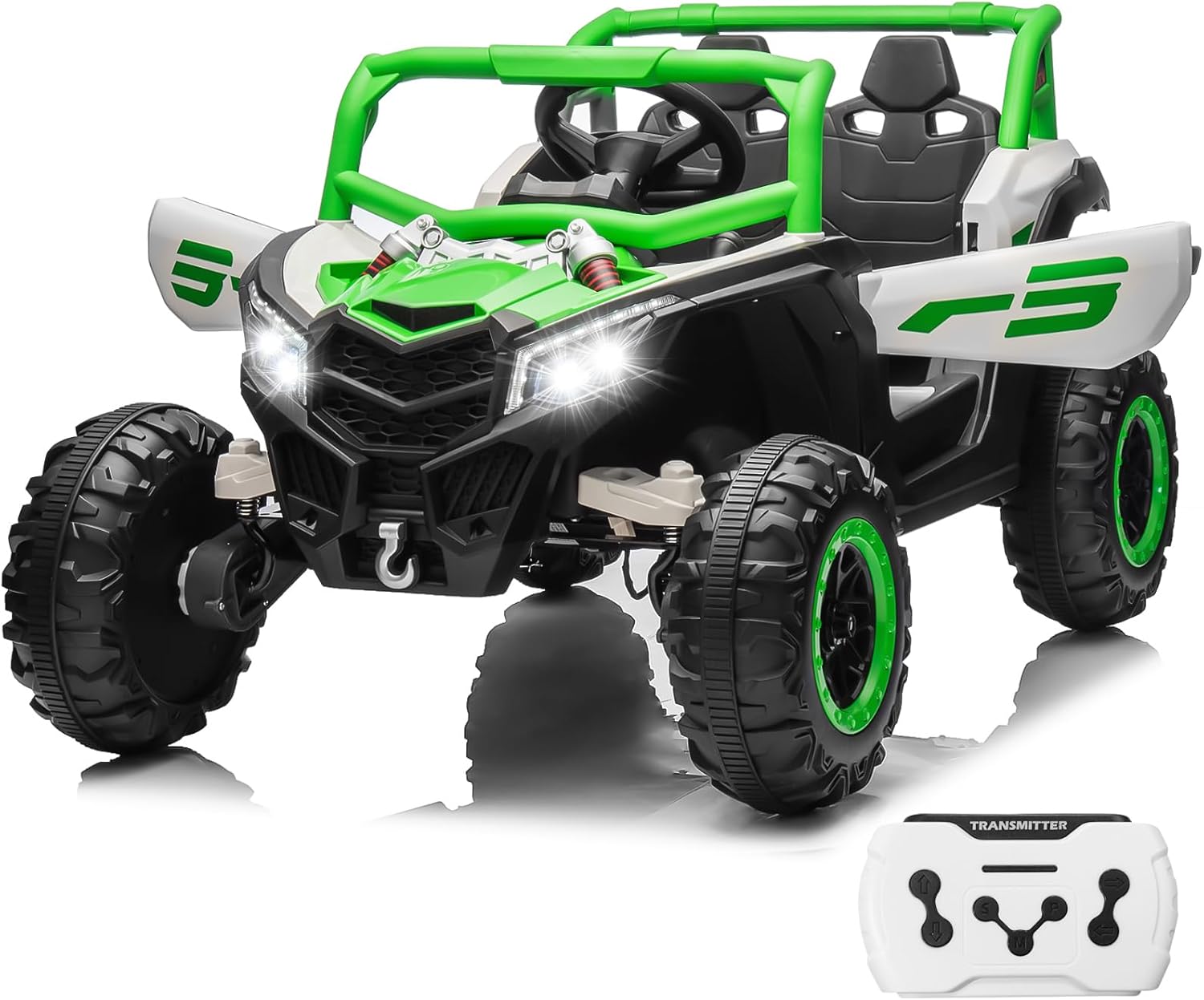 24V Ride On Car for Kids w/Remote Control, JOYRACER Battery Powered Off-Road UTV, 4x150W Motors,4 Shock Absorbers, 4.5 Mph Max Speed, Bluetooth, MP3, Lights, Electric Car for Big Kids