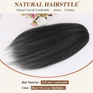Salt and Pepper Drawstring Ponytail Gray wigs Hair Extensions - Wigtrends