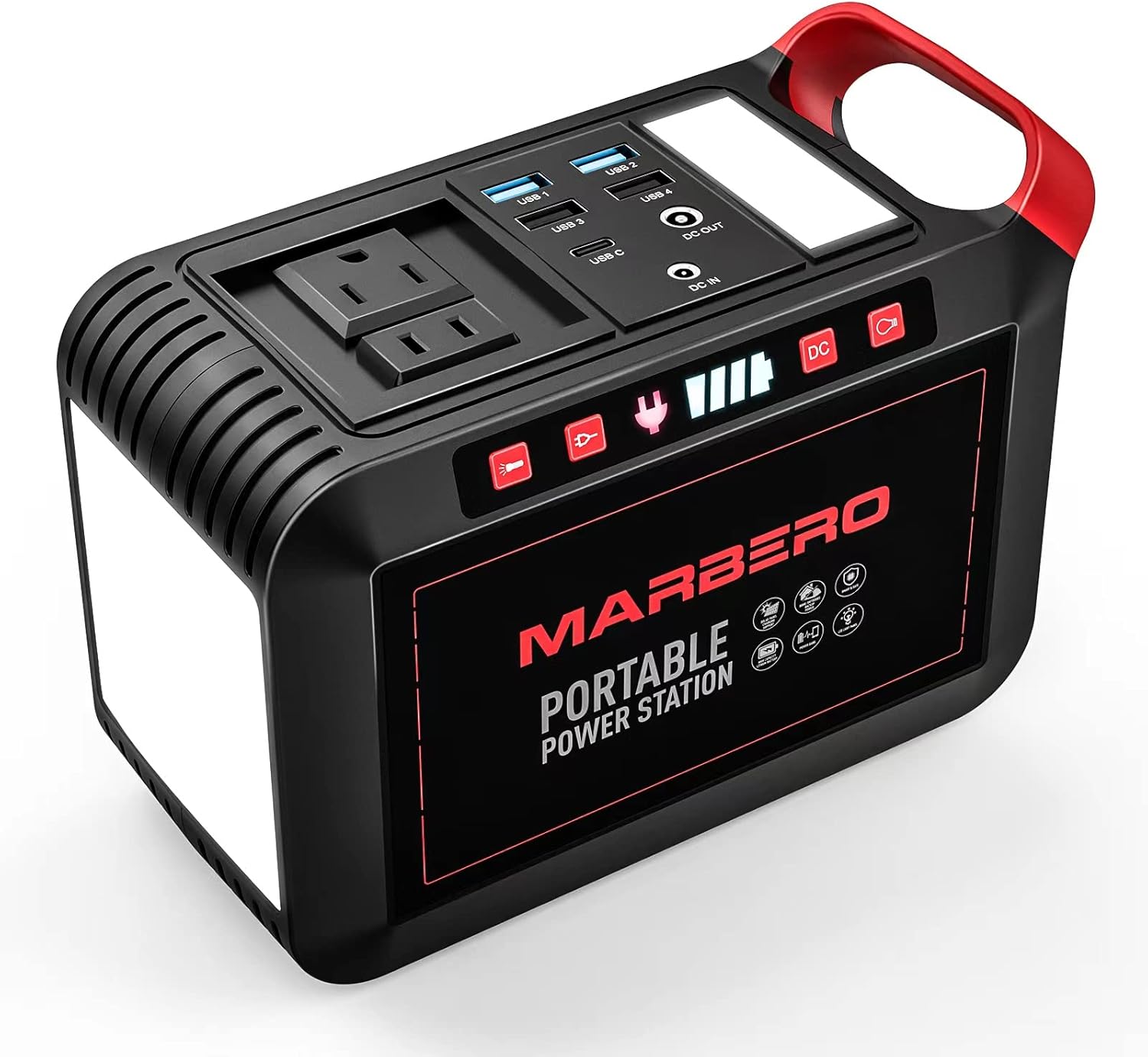 MARBERO Portable Power Station 88Wh Camping Lithium Battery Solar Generator Fast Charging with AC Outlet 120W Peak Power Bank(Solar Panel Optional) for Home Backup Outdoor Emergency RV Van Hunting