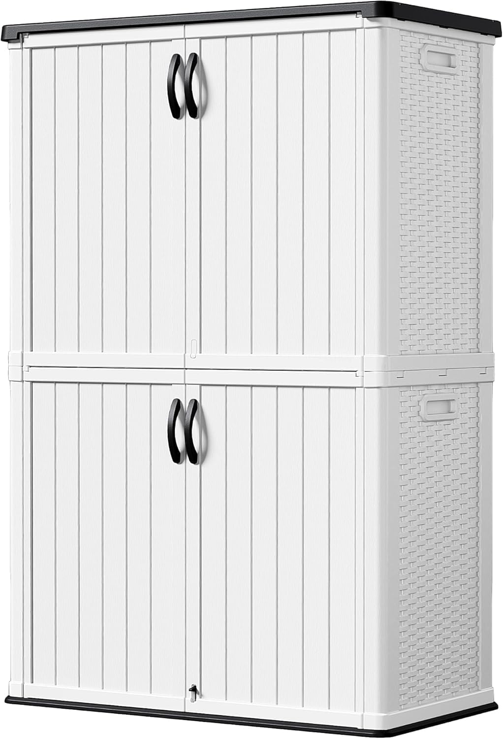 Devoko Outdoor Storage Cabinet 26 Cu Ft with Lockable Doors, Horizontal Storage Shed Waterproof Patio Tools Storage Box for Sofa Cushions, Gardening Tools and Accessories (White)