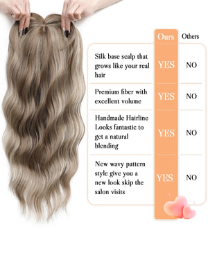 20Inch Wavy Hair Topper for Women Add Volume&Cover Thinning Hair with Natural Looking Hair Piece - Wigtrends