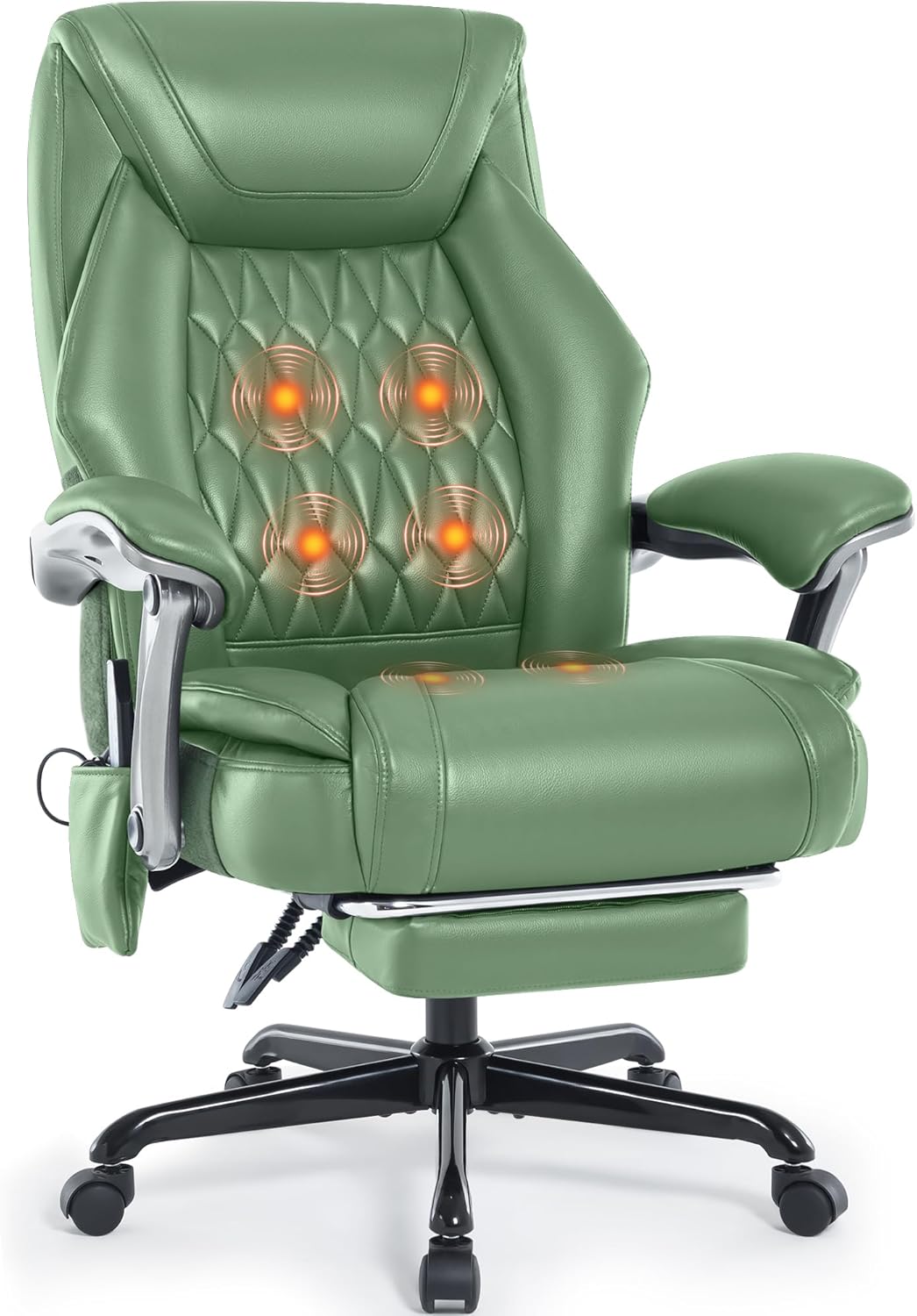 Massage Office Chair with Heating Function & Footrest, 6-Point Vibration, Ergonomic Executive Reclining Desk Chair with Padded Seat for Relaxation, Comfort & Stress Relief