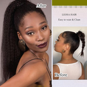 Salt and Pepper Drawstring Ponytail Gray wigs Hair Extensions - Wigtrends