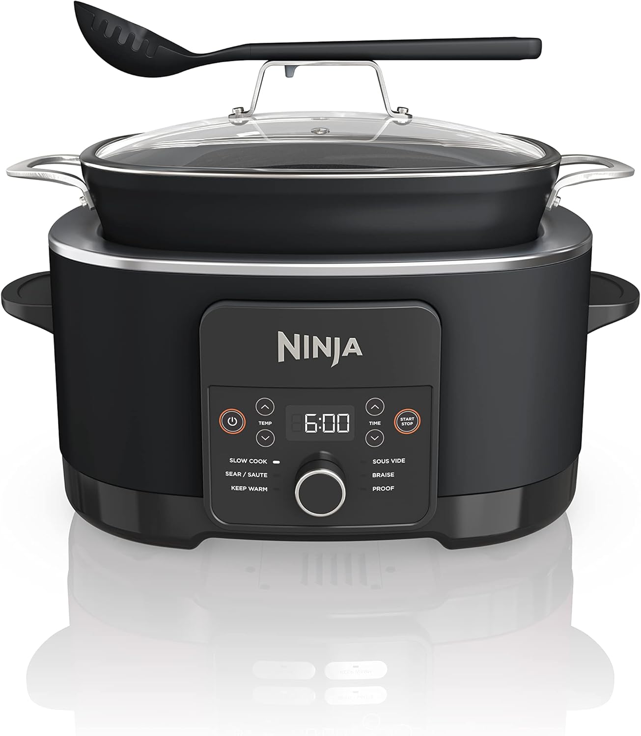 Ninja MC1001 Foodi PossibleCooker PRO 8.5 Quart Multi-Cooker, with 8-in-1 Slow Cooker, Dutch Oven, Steamer, Glass Lid Integrated Spoon, Nonstick, Oven Safe Pot to 500°F, Sea Salt Gray