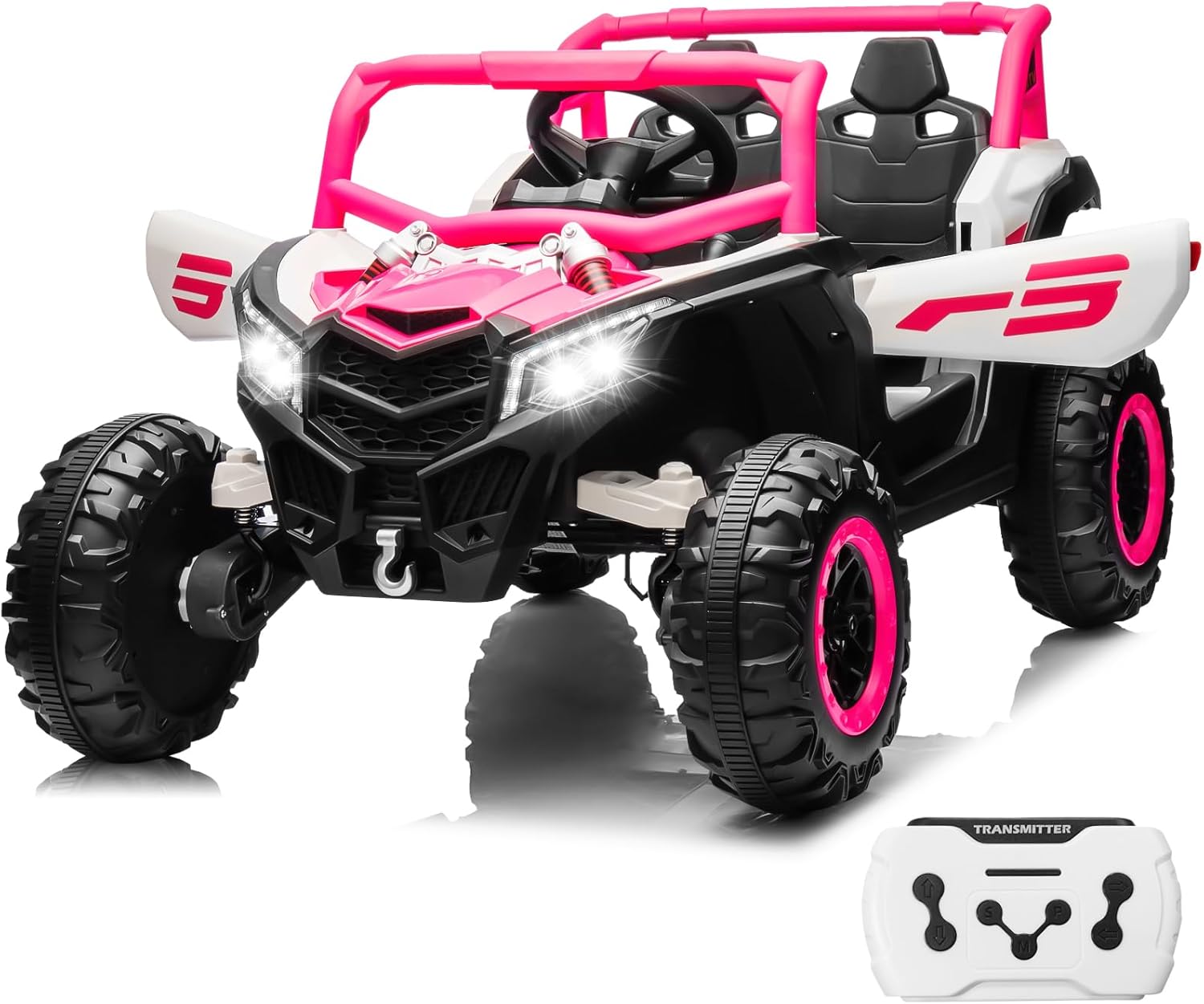 24V Ride On Car for Kids w/Remote Control, JOYRACER Battery Powered Off-Road UTV, 4x150W Motors,4 Shock Absorbers, 4.5 Mph Max Speed, Bluetooth, MP3, Lights, Electric Car for Big Kids