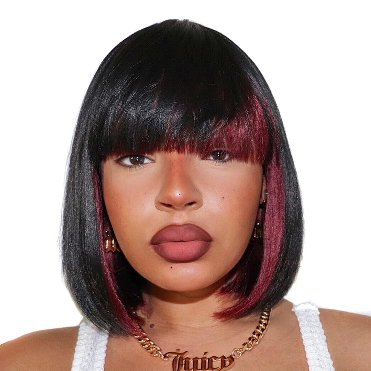 Bob Wig With Bangs Short Bob Wig For Black Women Light Yaki Straight Human hair Wigs