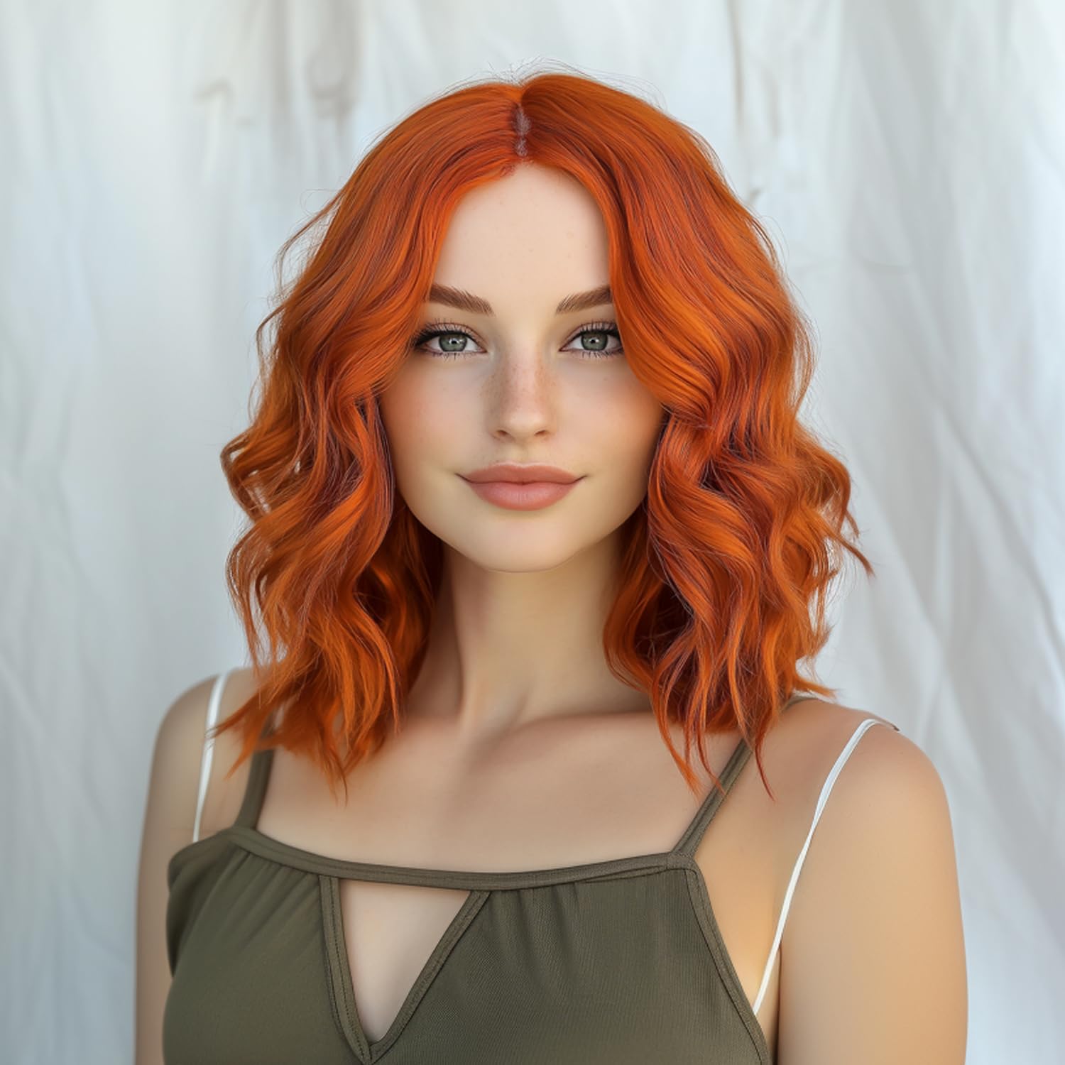 Short Blonde Wavy Wig for Women 14 Inch Shoulder Length Middle Part Curly Wavy Bob Human Hair Wigs