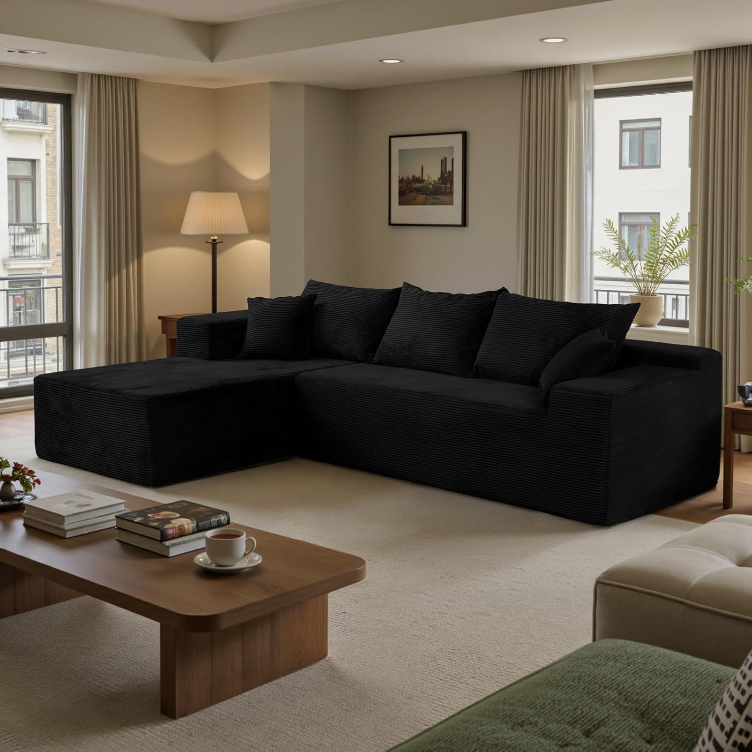 Cloud Sectional Couch with L-Shape Chaise,Modern Modular Sofa with Deep Seat, Upholstered Couches for Living Room Bedroom,No Assembly Required, Beige (Left Facing Chaise)