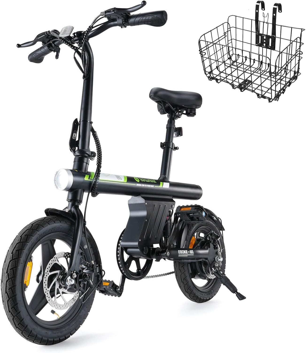 isinwheel Electric Bike for Adult 500W Motor, 20 mph Folding Ebike, 14"/16"/20" Adult Electric Bicycles with Smart Uphill, 280.8Wh/374.4Wh Battery, Mini E Bikes for Adults and Teens