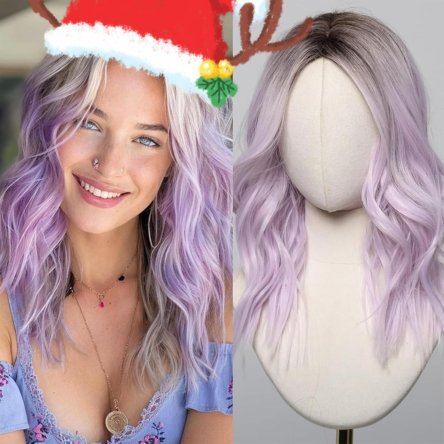 Short Wavy Salt Pepper Human Hair Wigs Platinum Curly Bob Wigs With Bangs White Wig