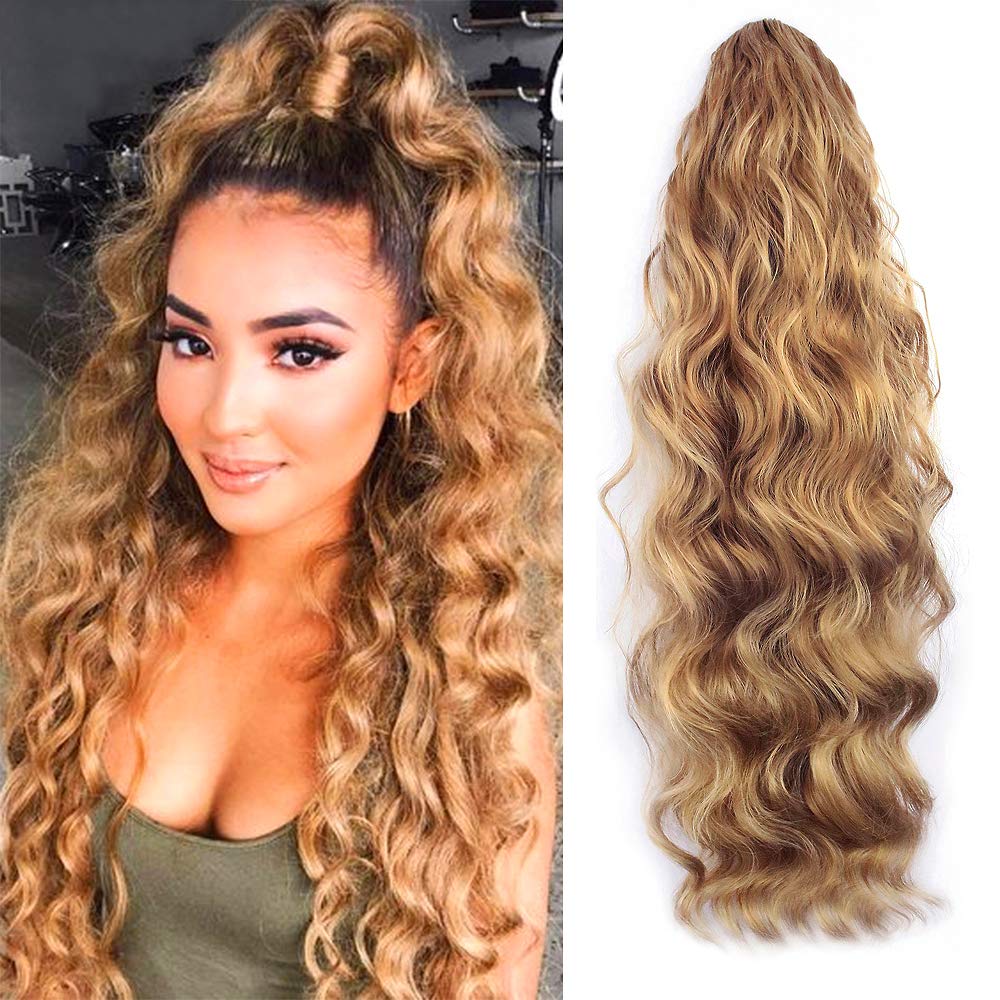 Body Wave Ponytail hair Extension Human Hair Wigs Wrap Around Drawstring Curly Wavy Ponytail Hairpieces(Silver Grey)