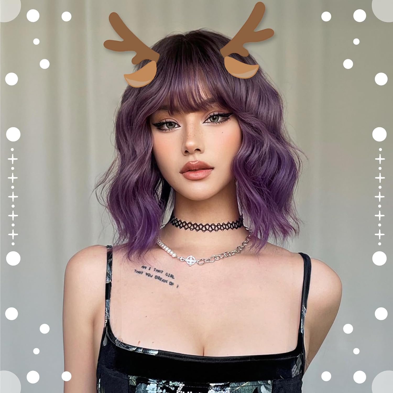 Short Wavy Salt Pepper Human Hair Wigs Platinum Curly Bob Wigs With Bangs White Wig