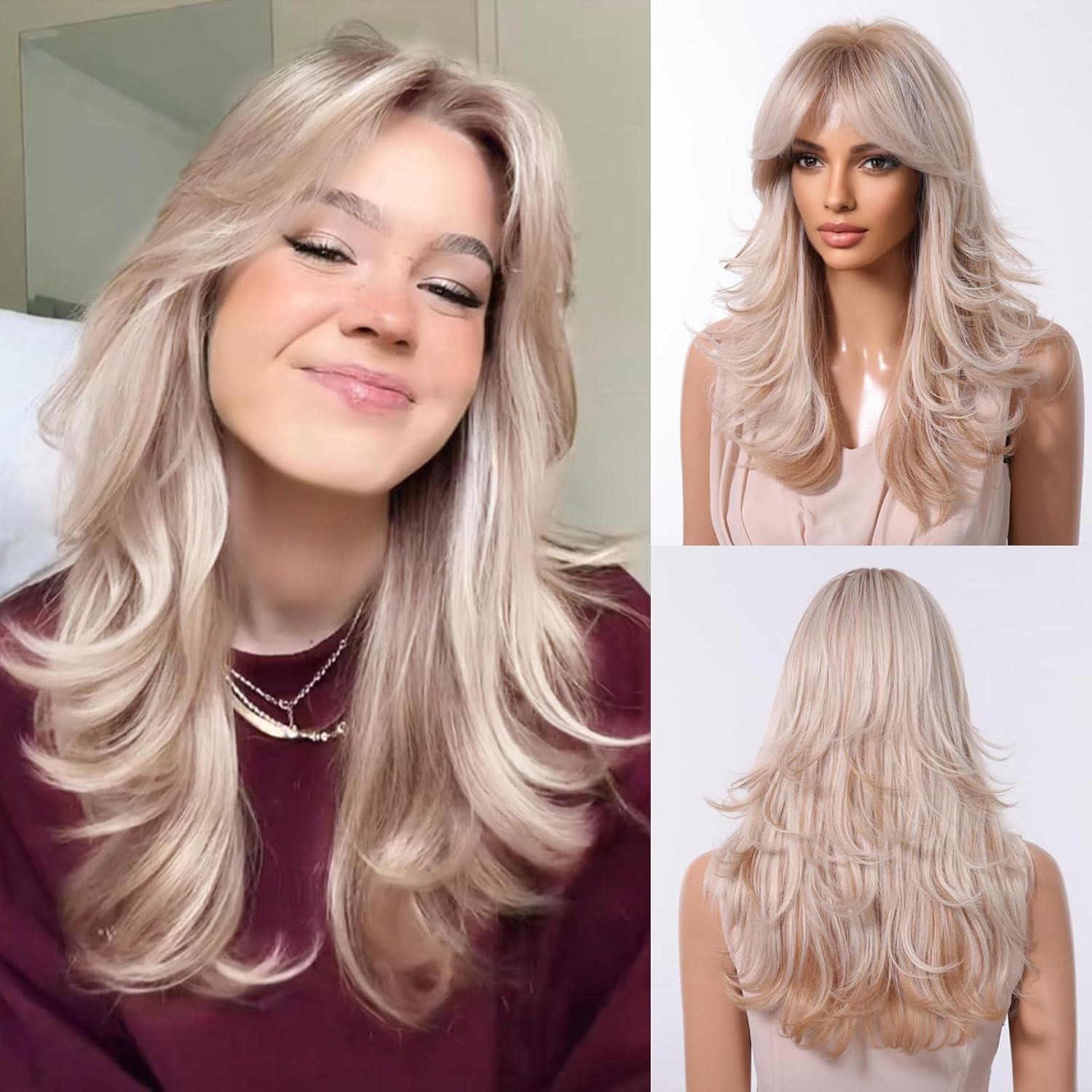 Short Wavy Salt Pepper Human Hair Wigs Platinum Curly Bob Wigs With Bangs White Wig