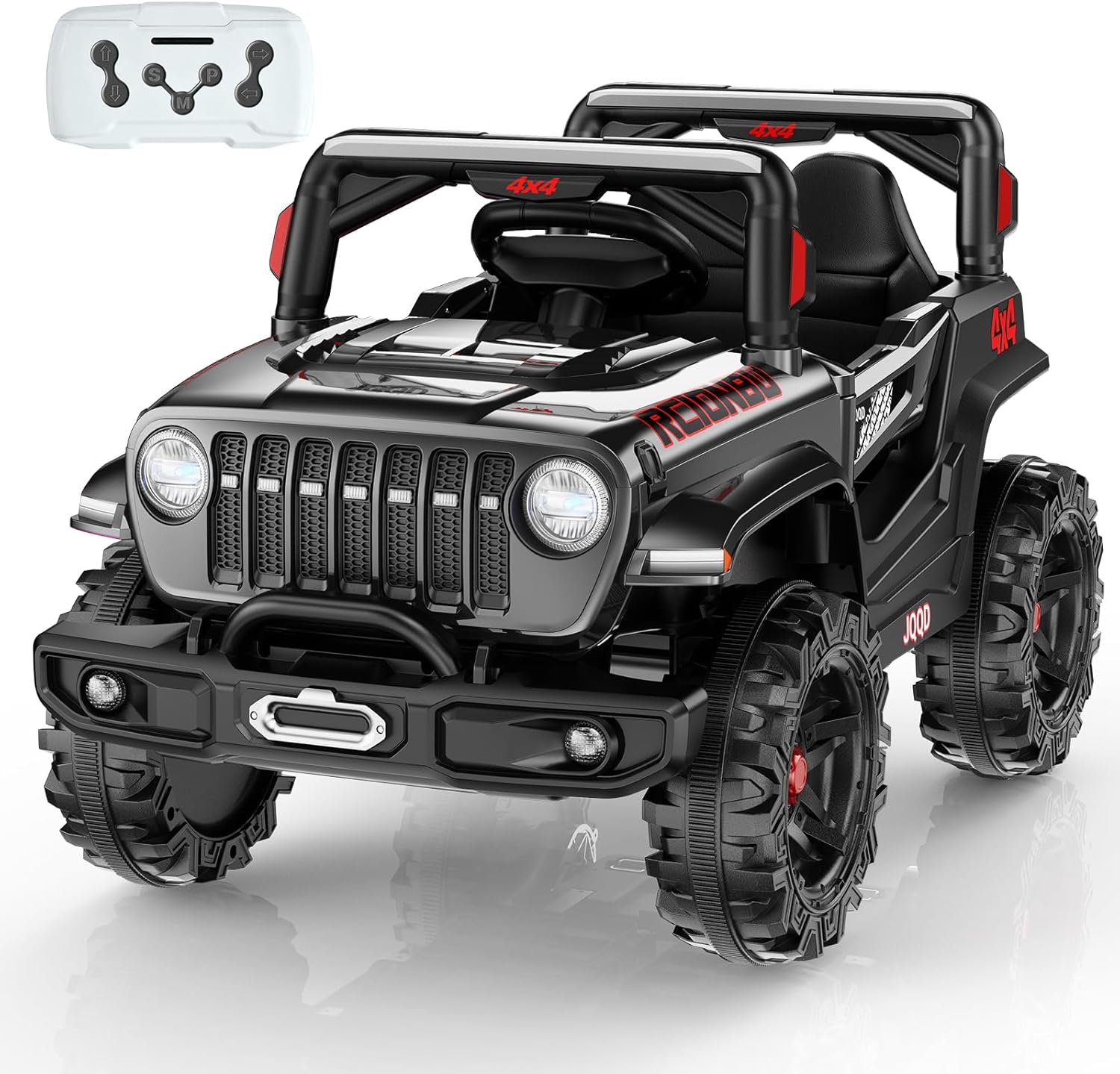 SEALIGHT 12V Kids Ride On Truck Car w/Parent Remote Control, 4 * 380W Motors, 3 Speeds, Emergency Braking, LED Lights, Music & Horn, Kids Electric Vehicles for Boy Girl Gift