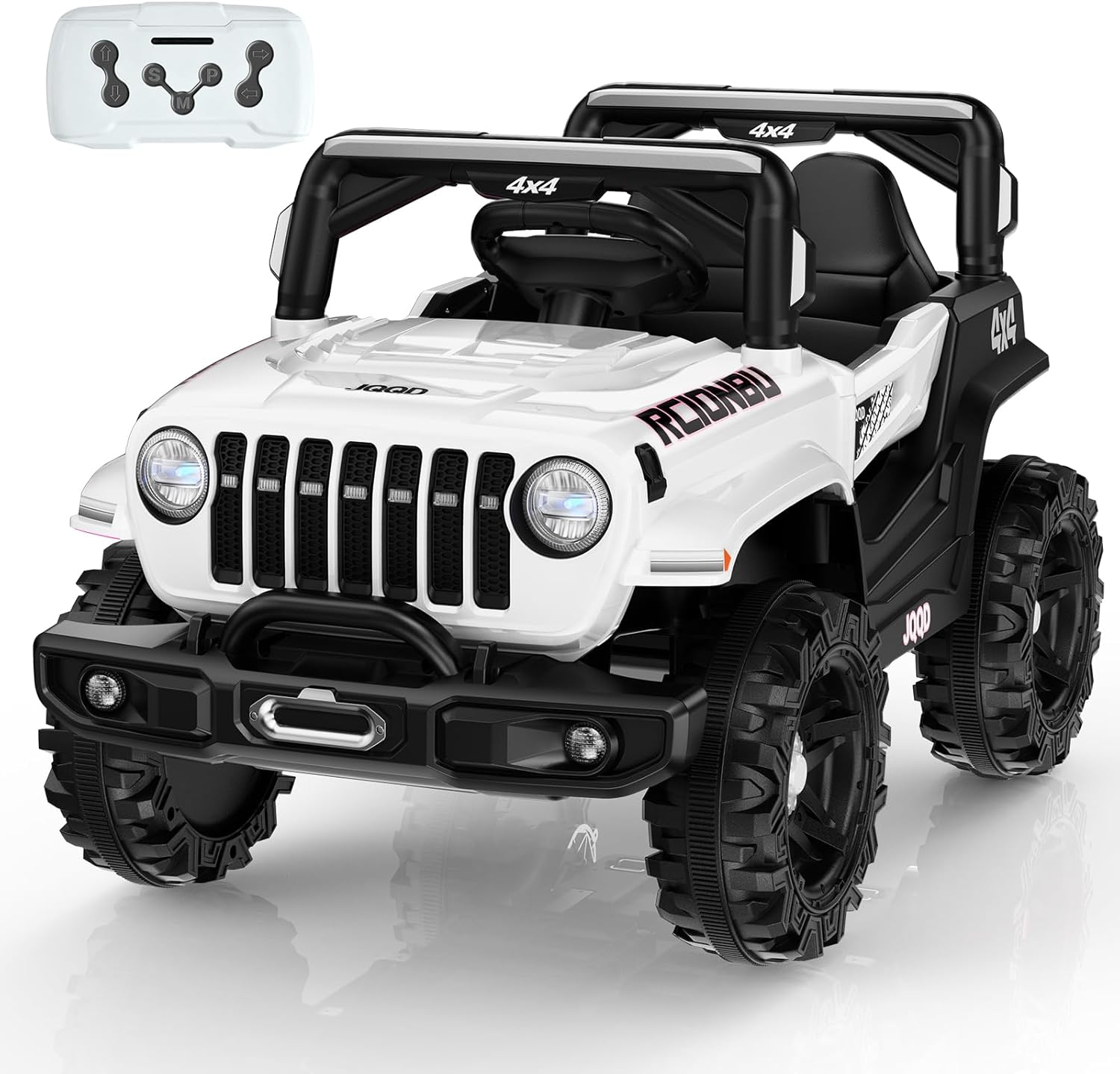 SEALIGHT 12V Kids Ride On Truck Car w/Parent Remote Control, 4 * 380W Motors, 3 Speeds, Emergency Braking, LED Lights, Music & Horn, Kids Electric Vehicles for Boy Girl Gift