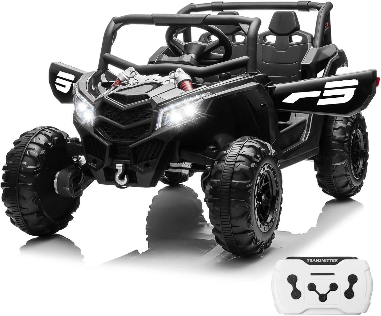 24V Ride On Car for Kids w/Remote Control, JOYRACER Battery Powered Off-Road UTV, 4x150W Motors,4 Shock Absorbers, 4.5 Mph Max Speed, Bluetooth, MP3, Lights, Electric Car for Big Kids