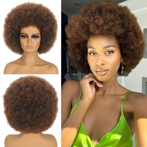 Short Curly Wigs for Black Women Synthetic Hair Heat Resistant Fluffy Natura Wigs for African American Women (Black) - Wigtrends