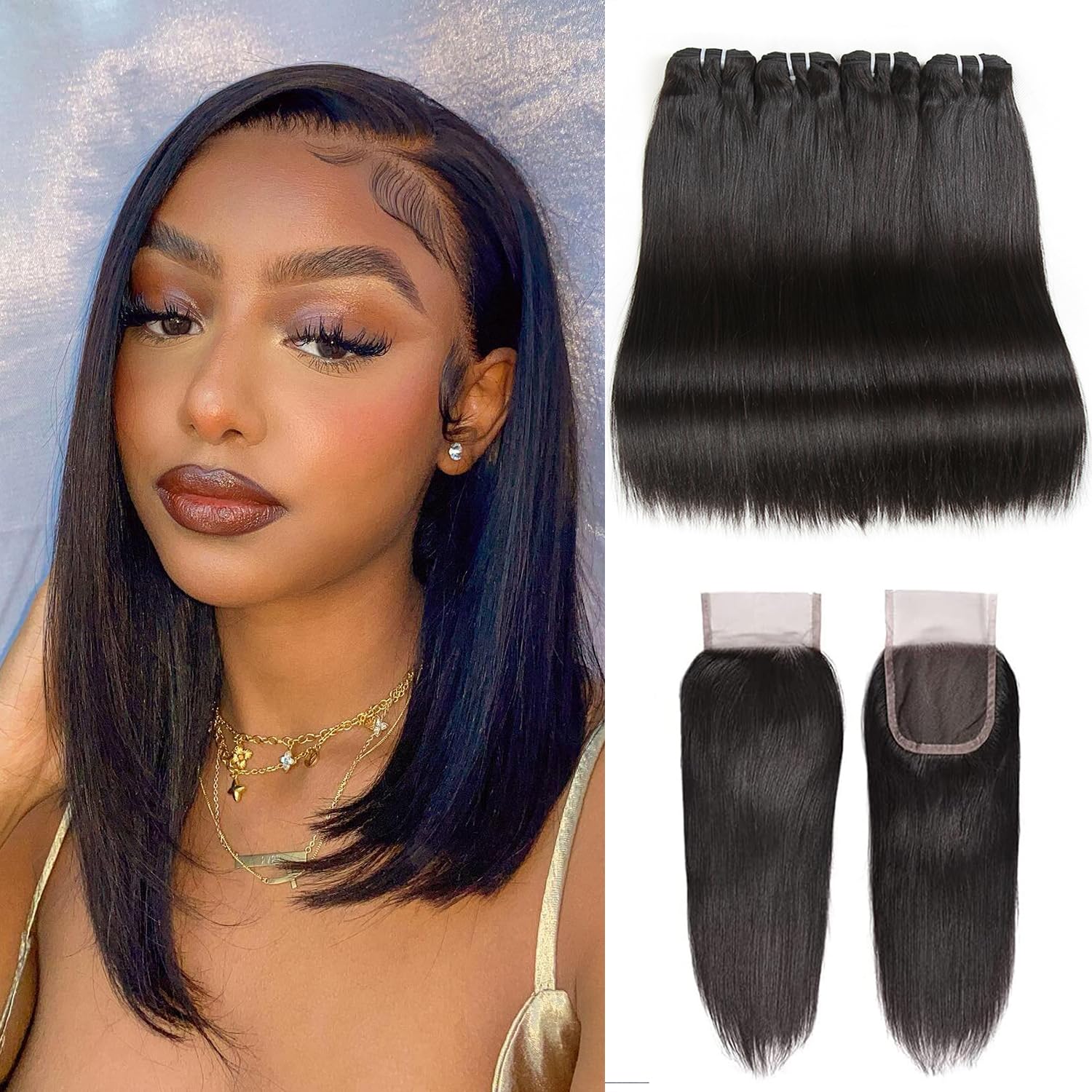 Short 100% Human Hair Bundles Natural Color 4 Bundles 12A Brazilian Virgin Hair