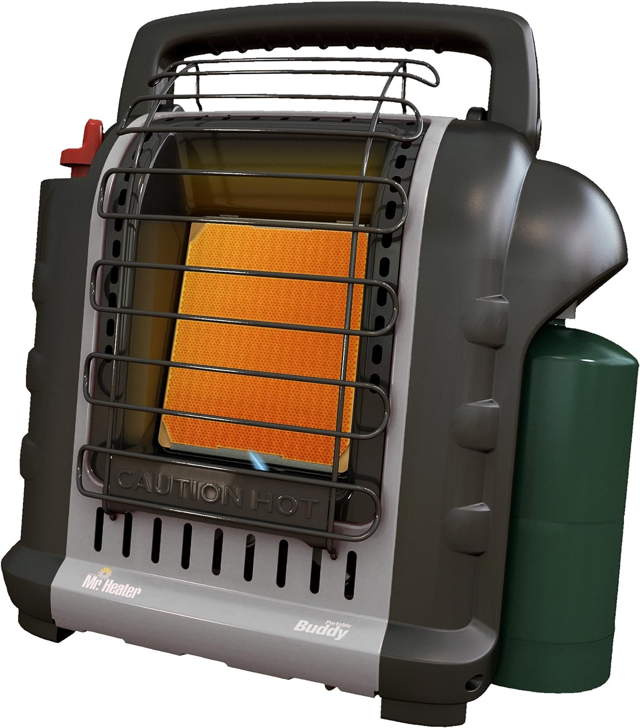 Mr. Heater Portable Buddy Heater MH9BX 4,000-9,000 BTU Indoor-Safe Propane Radiant Heater For Campers, Workshops, Job Sites, Patios & More - Red, Black